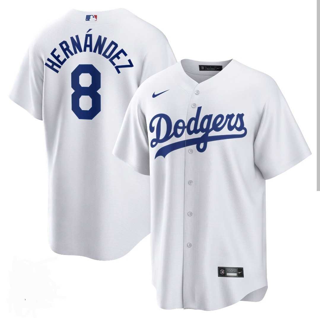 Men%27s Los Angeles Dodgers #8 Enrique Hernandez White Cool Base Stitched Baseball Jersey Dzhi->buffalo bills->NFL Jersey